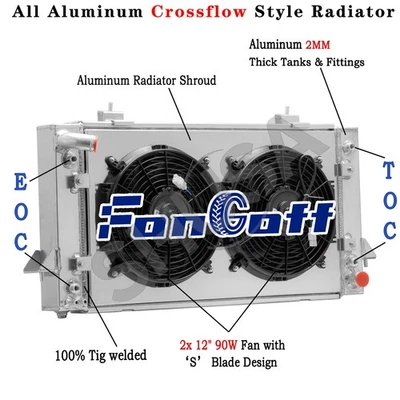 3Row Radiator&Shroud Fan For Land Rover Range Rover/Discovery I/II 4.0L 87-98,97 Foto 1 de 4