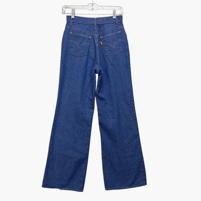 Jeans Levis vintage para mujer 24 lengüetas naranjas pierna ancha denim años 70 tiro alto azul Foto 1 de 4