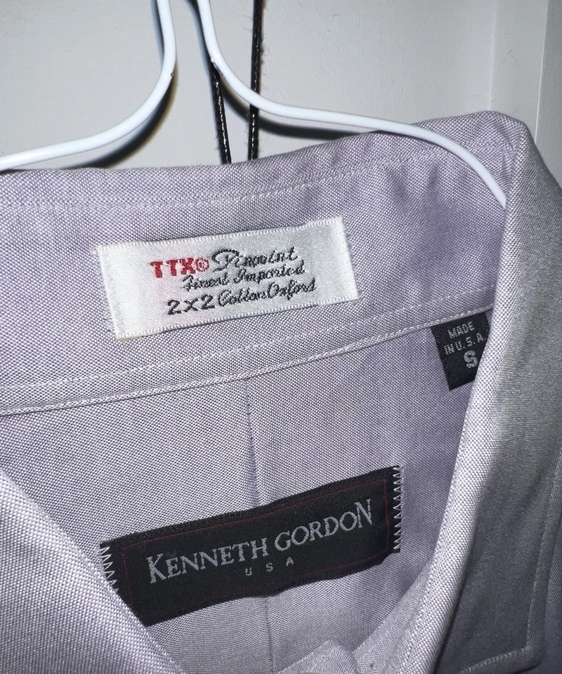 Kenneth Gordon USA S Light Purple Dress Shirt TTX Pinpoint Cotton Oxford - Image 1 of 3