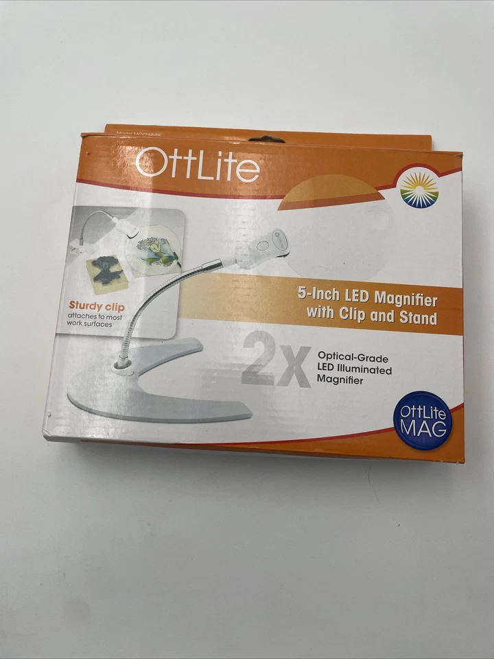 OttLite 5” LED Magnifier With Clip and Stand Model MG016INT5