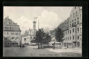 Ansichtskarte Kempten i. Allgäu, Rathausplatz mit Brauerei 1909  - Picture 1 of 2