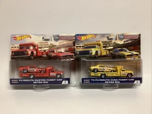 Hot Wheels Plymouth Cuda Duster Funny Car Snake Mongoose Team Transport Car Set - Picture 1 of 6