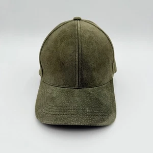 Emstate Hat Adult OS Olive Green Suede Leather Strapback Baseball Cap USA Made - Picture 1 of 11