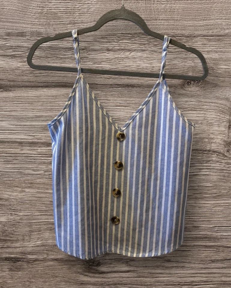 Camiseta sin mangas a rayas para mujer camisola azul y blanca talla pequeña Foto 1 de 1