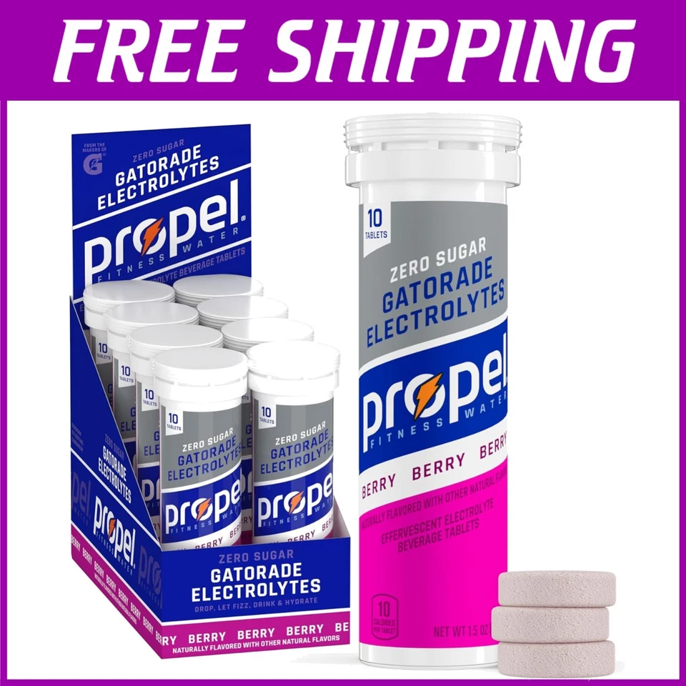 Propel Fitness Water Tablets Berry 10 Count Tube 10 (Pack of 8)