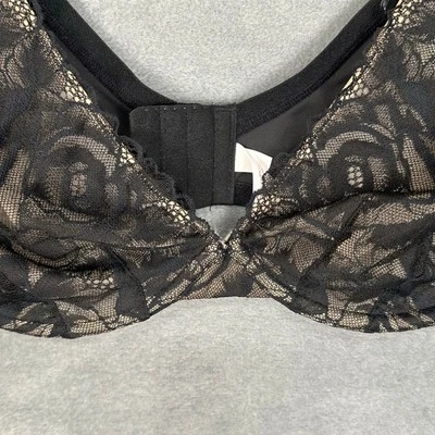 Cacique Bra Womens 36DDD Black Lace Unlined Plunge Stretch Adjustable Straps - Image 1 of 4