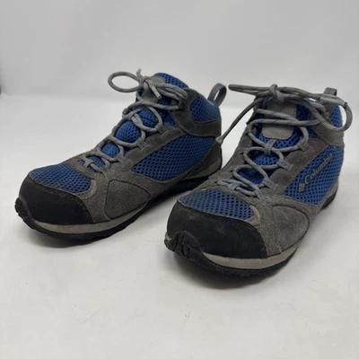 Columbia Shoes Boys 2 Techlite Hiking Walking Leather/mesh Gray/Blue YY5390-487 - Image 1 of 4