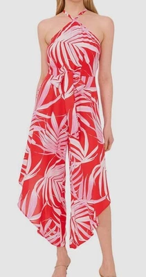 Mono para mujer MSK rojo estampado corbata delantera harén-pierna talla XL Foto 1 de 2