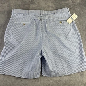 Polo Ralph Lauren Seersucker Shorts Men 38 Blue White Pinstripe Back Buckle - Picture 1 of 16
