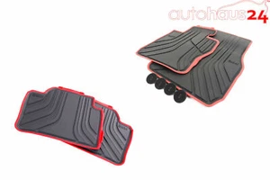 BMW 3 SERIES F30 RUBBER ALL WEATHER FLOOR MATS FRONT & REAR BLACK/RED SPORT AWD - Picture 1 of 12