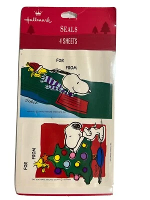 PEGATINAS SELLO DE COLECCIÓN PEANUTS SNOOPY SELLOS DE NAVIDAD ETIQUETAS DE REGALO A: DESDE: NUEVO Foto 1 de 3