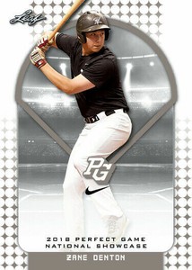 ZANE DENTON 2018 LEAF PERFECT GAME "Black" PARALLEL ROOKIE CARD! LTD 45! 
