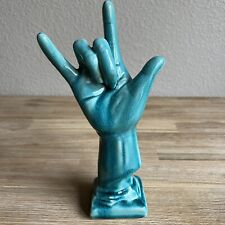Ceramic Hand LOVE SIGN Decorative Blue Sculpture Ornament