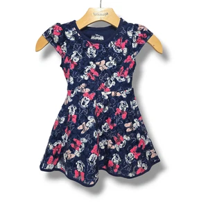 Disney Minnie Mouse girls blue lace lined short sleeves a-line dress 4 - Picture 1 of 8