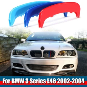 3 Farben Kühlergrill Abdeckung Streifen Clips Aufkleber Für BMW E46 2002-2004 - Bild 1 von 5