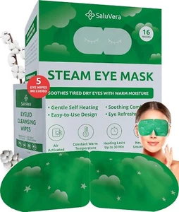 Steam Eye Mask 16Ct + 5 Eyelid  Wipes – Self Heating Eye Compress for Dry Eyes - Picture 1 of 8