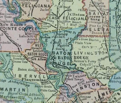 Vintage 1900 LOUISIANA Mapa 11"x14" Antigo Original BATON ROUGE NEW ORLEANS  - Imagem 1 de 4