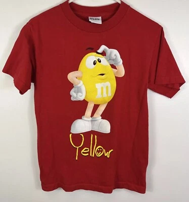 Camiseta promocional M&M Candy Snack vermelha adulta pequena amarela M&M 2011 - Imagem 1 de 4