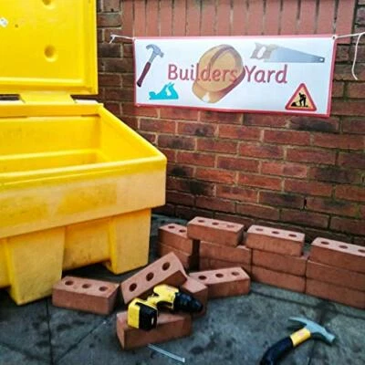 TIGER MOON Outdoor Indoor pädagogischer Spielbereich Vinyl Banner Bauherren Hof 60 x 20 cm