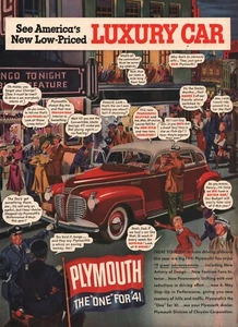 Plymouth - 1941 - Vintage Automobile Advertisement - Low Priced Luxury Car - Picture 1 of 1