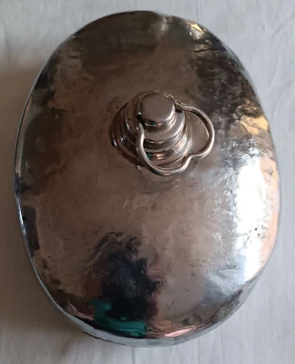 Bouillotte ancienne Ovale en Métal  chromé avec bouchon - Photo 1/4
