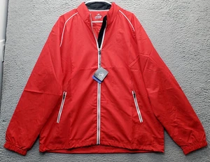 Ahead Waterproof Jacket Mens Large Red Zip Pockets Full Zipper Golf Performance - Picture 1 of 9