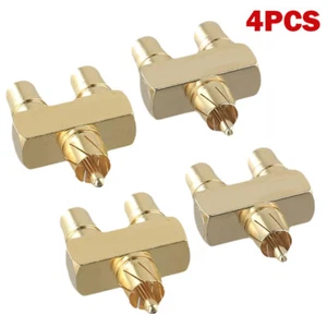 4pcs RCA Audio Y Splitter Plug 1 Male To 2 Female Gold Plated Adapter Connector - Picture 1 of 6
