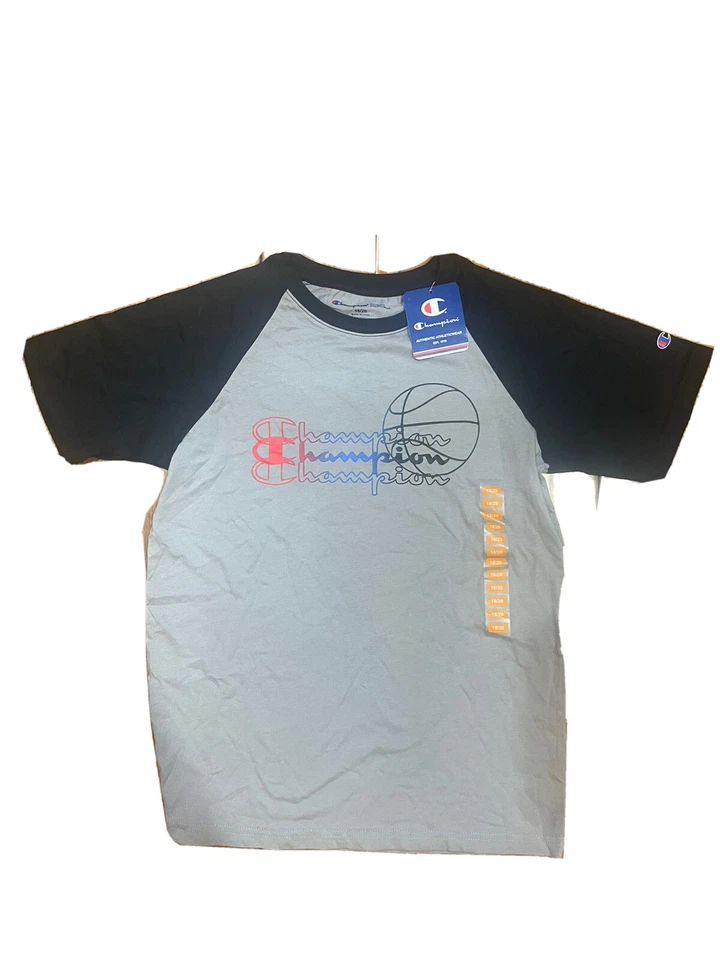 Champion Niño Brezo Hormigón Negro Logo Baloncesto Manga Corta Cuello Redondo 18/20 Foto 1 de 1