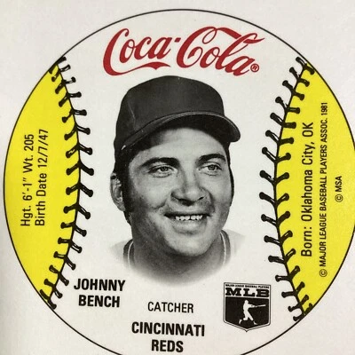 Johnny Bench Cincinnati Reds Insert Card Vtg 1981 MLB Coca Cola Preproduction - Image 1 of 4