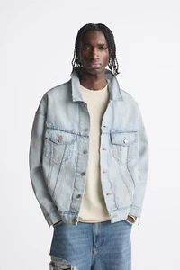 Zara RELAXED CROPPED DENIM JACKET- L - Picture 1 of 6