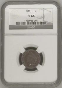 1861 NGC PR66 Lowest Population Copper-Nickel Proof Indian Cent - Picture 1 of 5