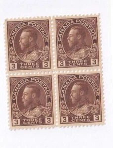 CANADA # 108 VF-MVLH BLOCK OF 4 KGV 3cts ADMIRALS CAT VALUE $200 - Picture 1 of 1