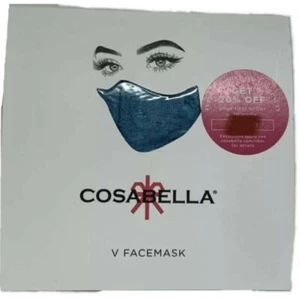 Cosabella Face Mask Never Say Never V in Picasso Blue NEVER9923 Pleated One Size - Picture 1 of 4