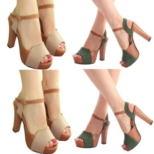 Women Summer Fish Mouth Peep Toe High Heels Platform Thick Heel Sandal - Picture 1 of 9
