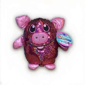 Shimmeez Polly Pig Pink/Gold Reversible Sequins Stuffed Animal Plush 9" - Picture 1 of 4