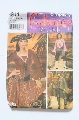 Simplicity Costume 4914 Womens Pirate Costumes Size 6 8 10 12 Uncut Pattern - Image 1 of 4
