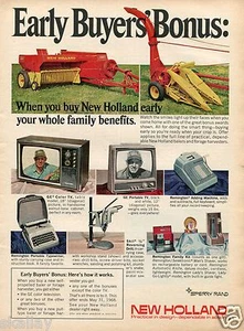 1968 Print Ad of Sperry Rand New Holland 275 Farm Tractor Baler w GE TV - Picture 1 of 2