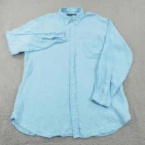 Polo Ralph Lauren camicia uomo 3XLT blu lavaggio oceano lino pony abbottonata 3XL ALTA - Foto 1 di 13