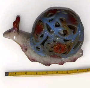 Super Cute Snail Pottery Mini Candle Burner Glaze Cutout Pattern - Picture 1 of 5