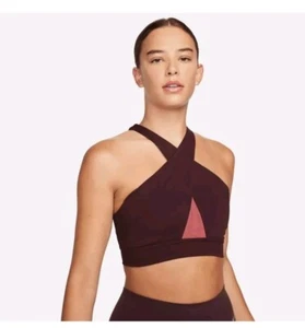 Nike Swoosh Wrap Medium Support Padded Burgundy Sports Bra FN3167-652 Women XL - Picture 1 of 10