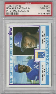1983 TOPPS #471 WILLIE WILSON VIDA BLUE PSA 10 ROYALS ALL STAR HOF - Image 1 of 2