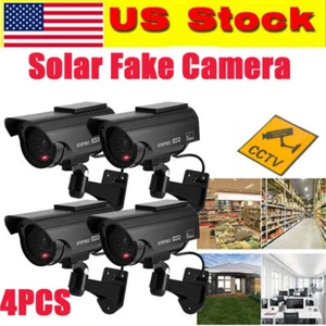 4pcs Solar Dummy Security Camera Fake Waterproof LED Light Surveillance Outdoor - Picture 1 of 3