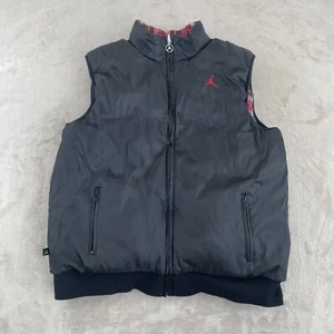 Nike Air Jordan Reversible Vest Boys Large 16/18 Black Full Zip JumpMan Logo - Picture 1 of 9