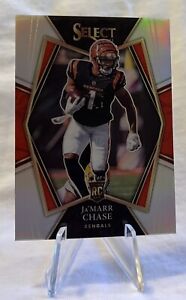 JA'MARR CHASE 2021 NFL SELECT FOOTBALL SILVER PREMIER PRIZM BENGALS RC