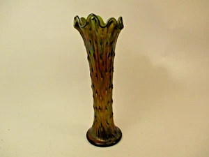Vintage Northwood Carnival Glass Vase 11" Tree Trunk Emerald Green Base - Picture 1 of 8