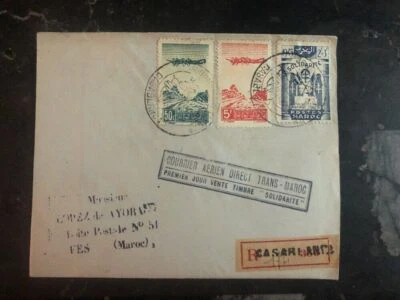 1945 Casa Blanca Morocco First Day Cover FDC Solidarity Issue N - Image 1 of 2