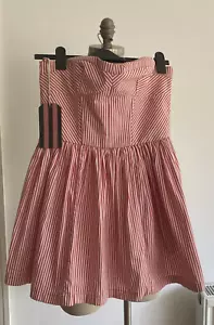 Jack Wills Vintage ""Butterton"" rosa/weiß gestreift entbeintes Sommerkleid Größe 12 UK BRANDNEU MIT ETIKETT - Bild 1 von 9