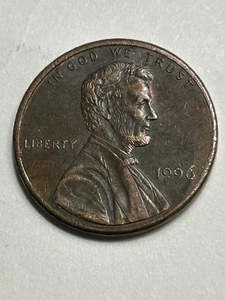 1996 Lincoln Memorial Penny Error Crack On Reverse Line Above Head Close AM(B82) - Picture 1 of 9