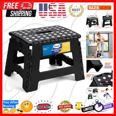 9" Folding Step Stool for Adults,Kids,Non-Slip Folding Stools with Portable H... - Image 1 of 4