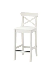 IKEA INGOLF Bar stool with backrest, white, 24 3/4 " 101.226.47 - NEW - Picture 1 of 1